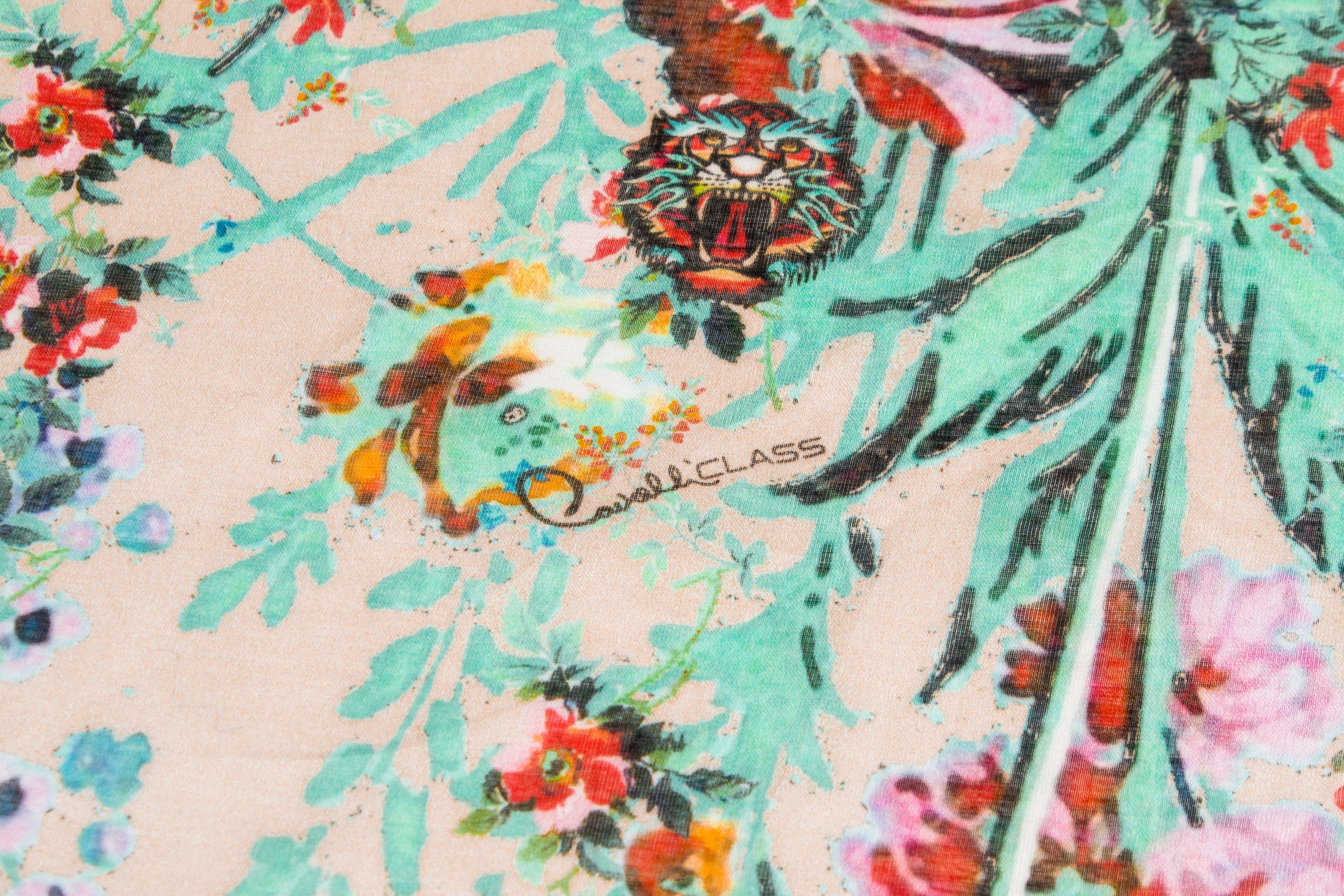 Roberto Cavalli Multicolor Butterfly Print Silk Twilly Bandeau Scarf  Roberto Cavalli