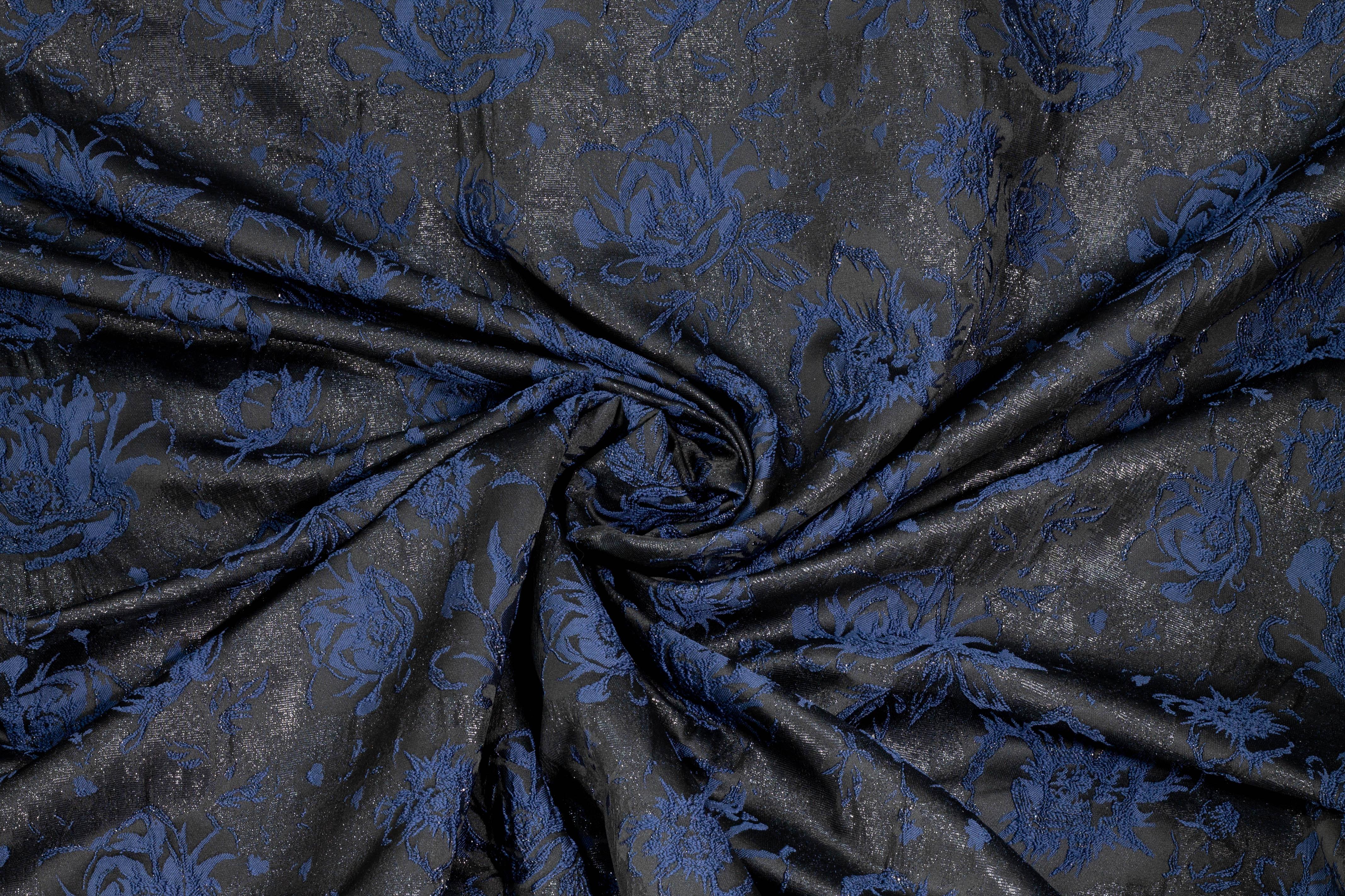 Black and Navy Floral Metallic Brocade – Prime Fabrics