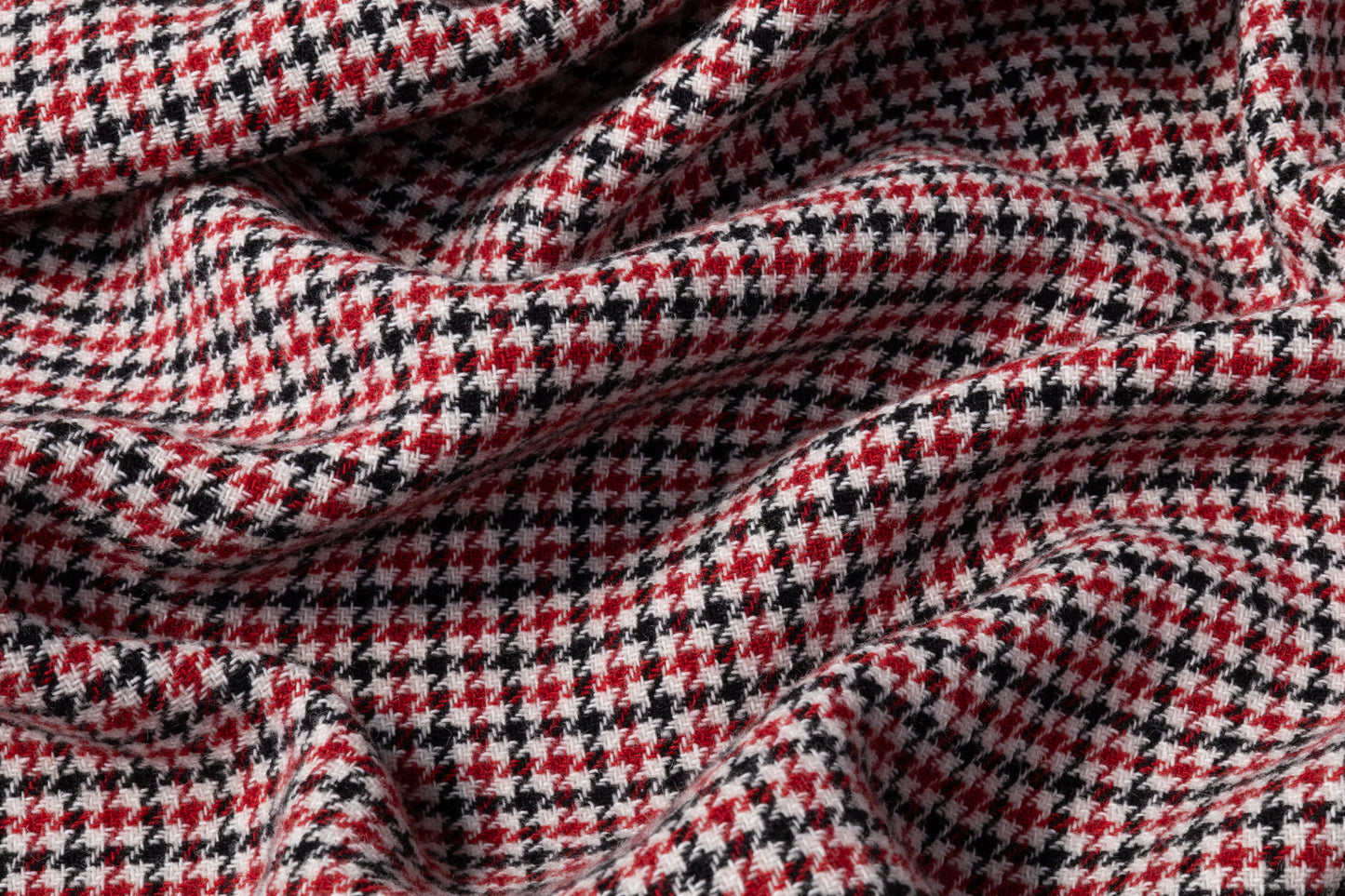 Micro Houndstooth Italian Wool Blend Coating - Black / Red / White