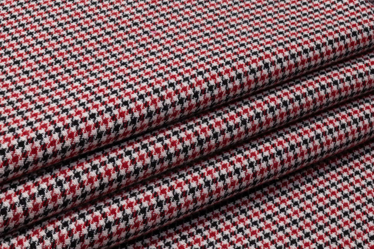 Micro Houndstooth Italian Wool Blend Coating - Black / Red / White