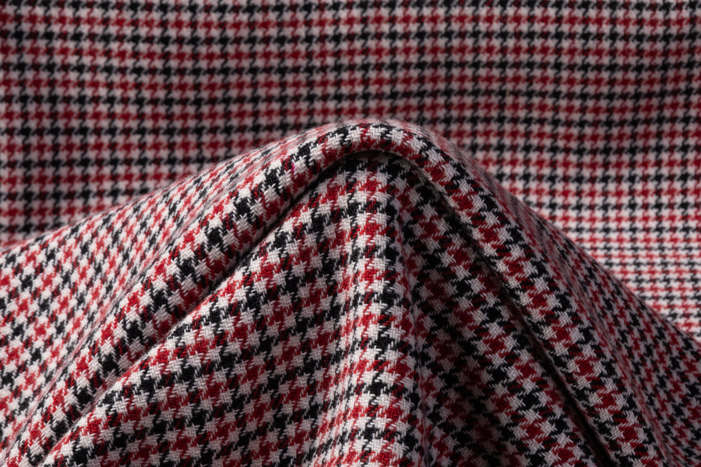 Micro Houndstooth Italian Wool Blend Coating - Black / Red / White