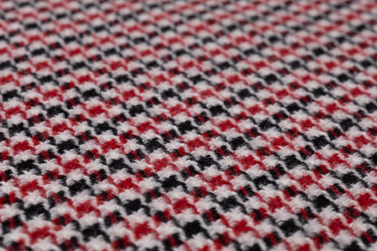 Micro Houndstooth Italian Wool Blend Coating - Black / Red / White