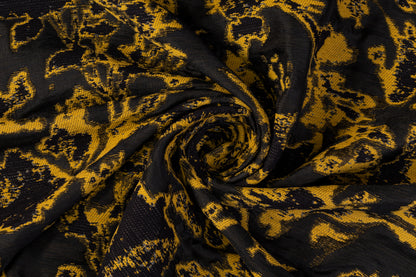 Double-Faced Abstract Metallic Brocade - Black / Gold