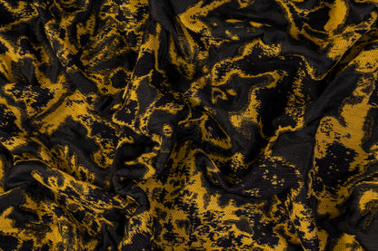 Double-Faced Abstract Metallic Brocade - Black / Gold