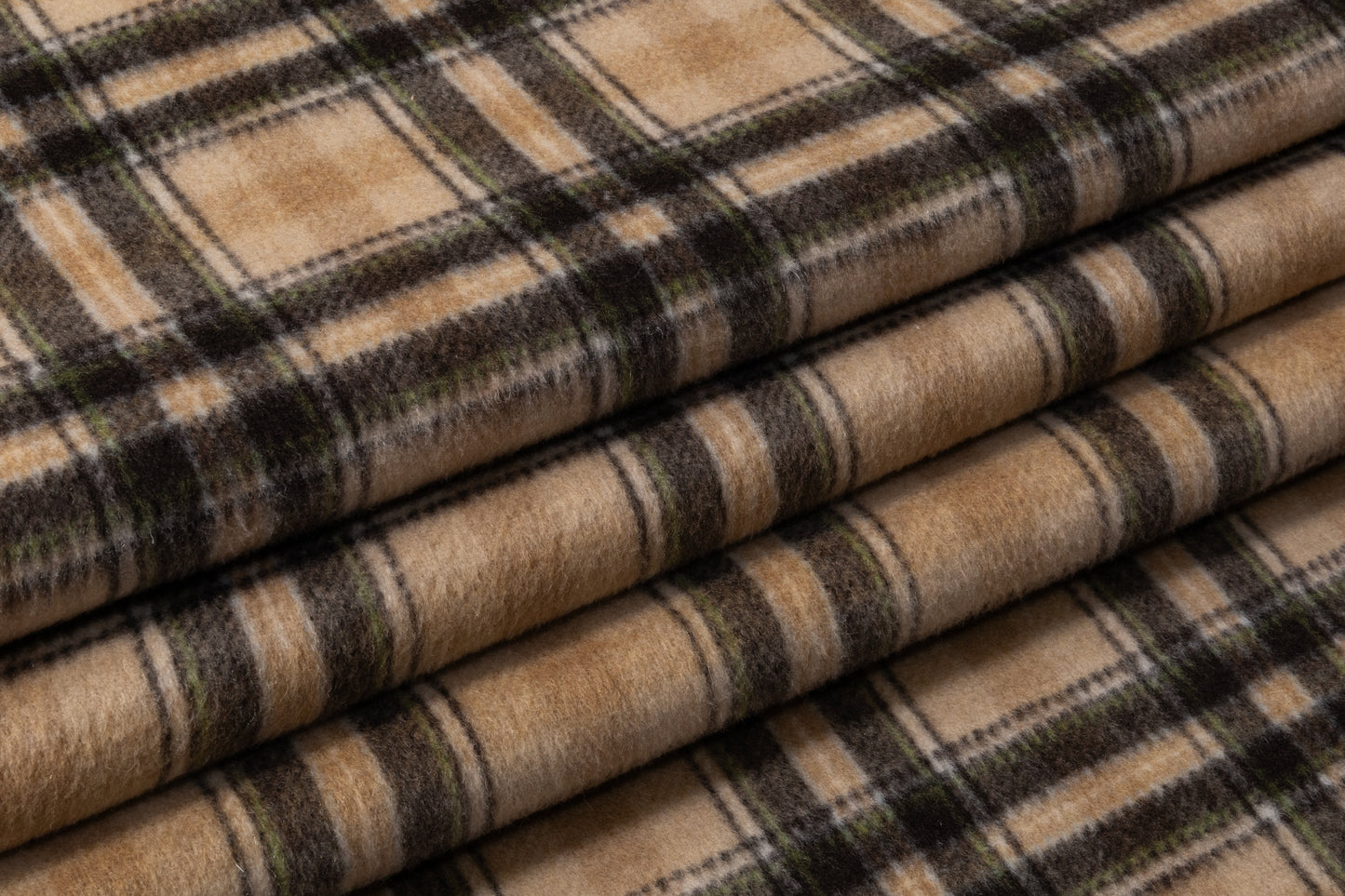 Double Faced Italian Poly Wool Coating - Tan / Brown / Green