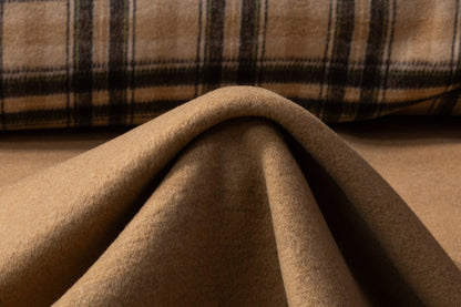 Double Faced Italian Poly Wool Coating - Tan / Brown / Green