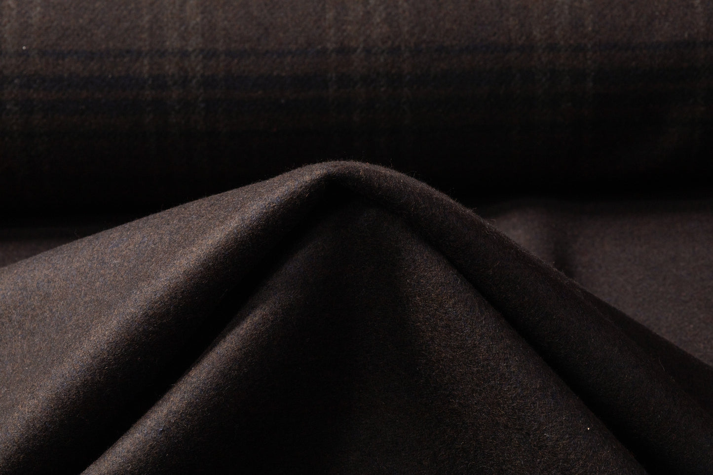 Double Faced Checked Italian Wool Nylon Coating - Brown / Navy