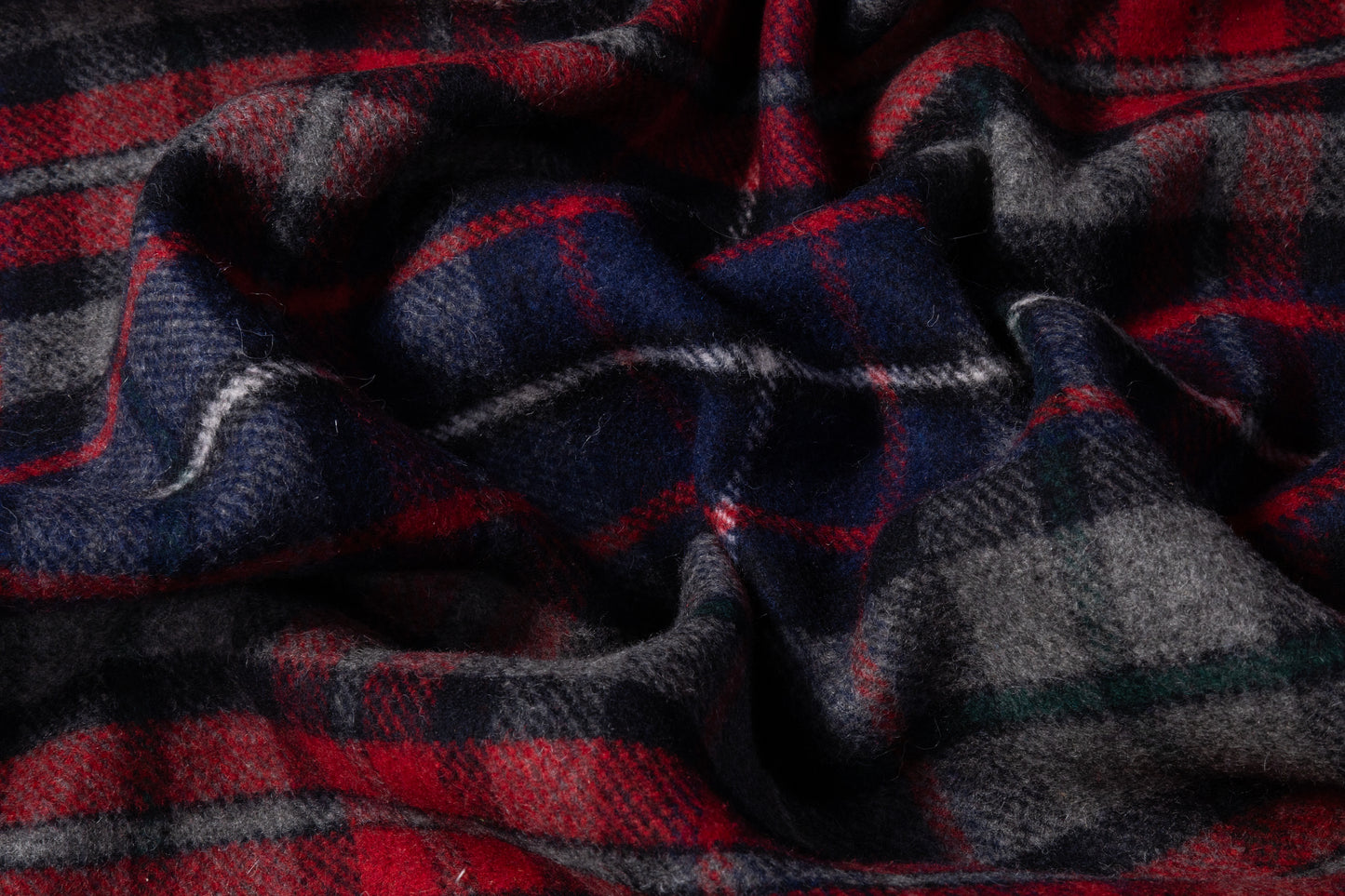 Checked Italian Poly Wool Coating - Navy / Red / Gray