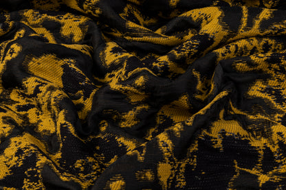 Double-Faced Abstract Metallic Brocade - Black / Gold