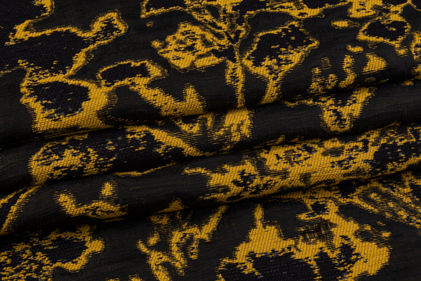 Double-Faced Abstract Metallic Brocade - Black / Gold