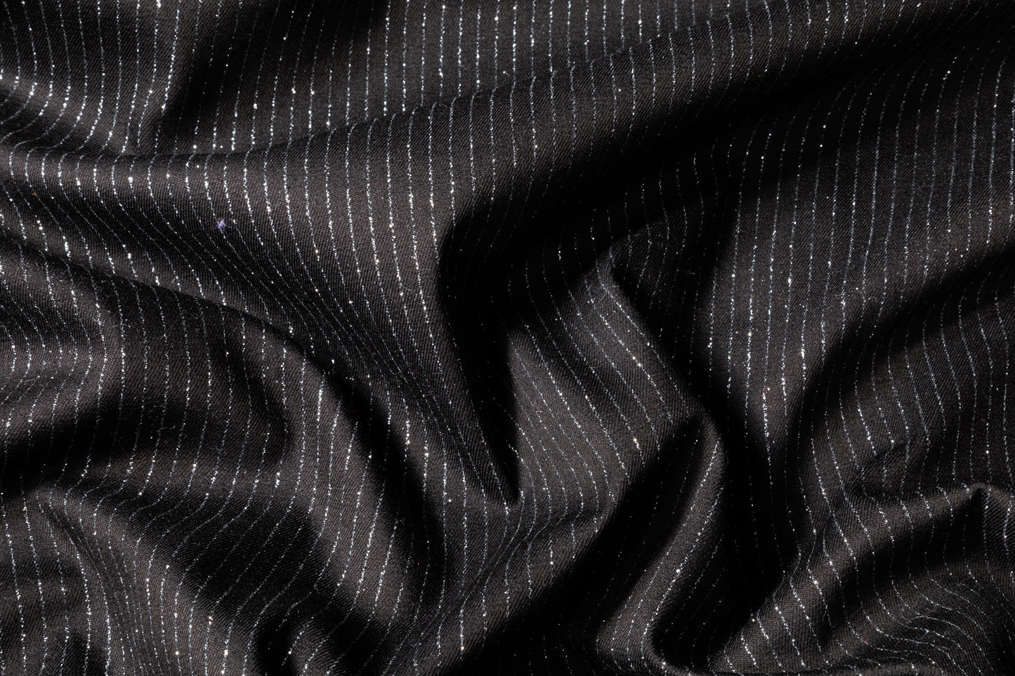 Metallic Striped Italian Denim - Black / Silver