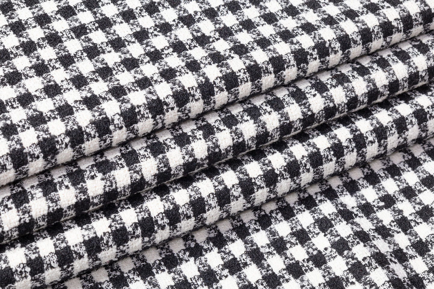 Checked Italian Wool Boucle Tweed - Black / White