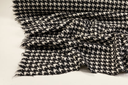 Houndstooth Wool Tweed - Black and White