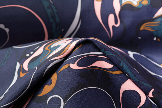 Pucci - Abstract Italian Poly Silk Faille - Navy / Multicolor