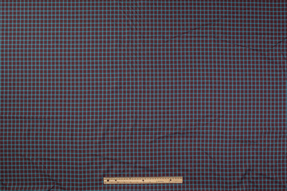 Checked Cotton Shirting - Burgundy / Blue