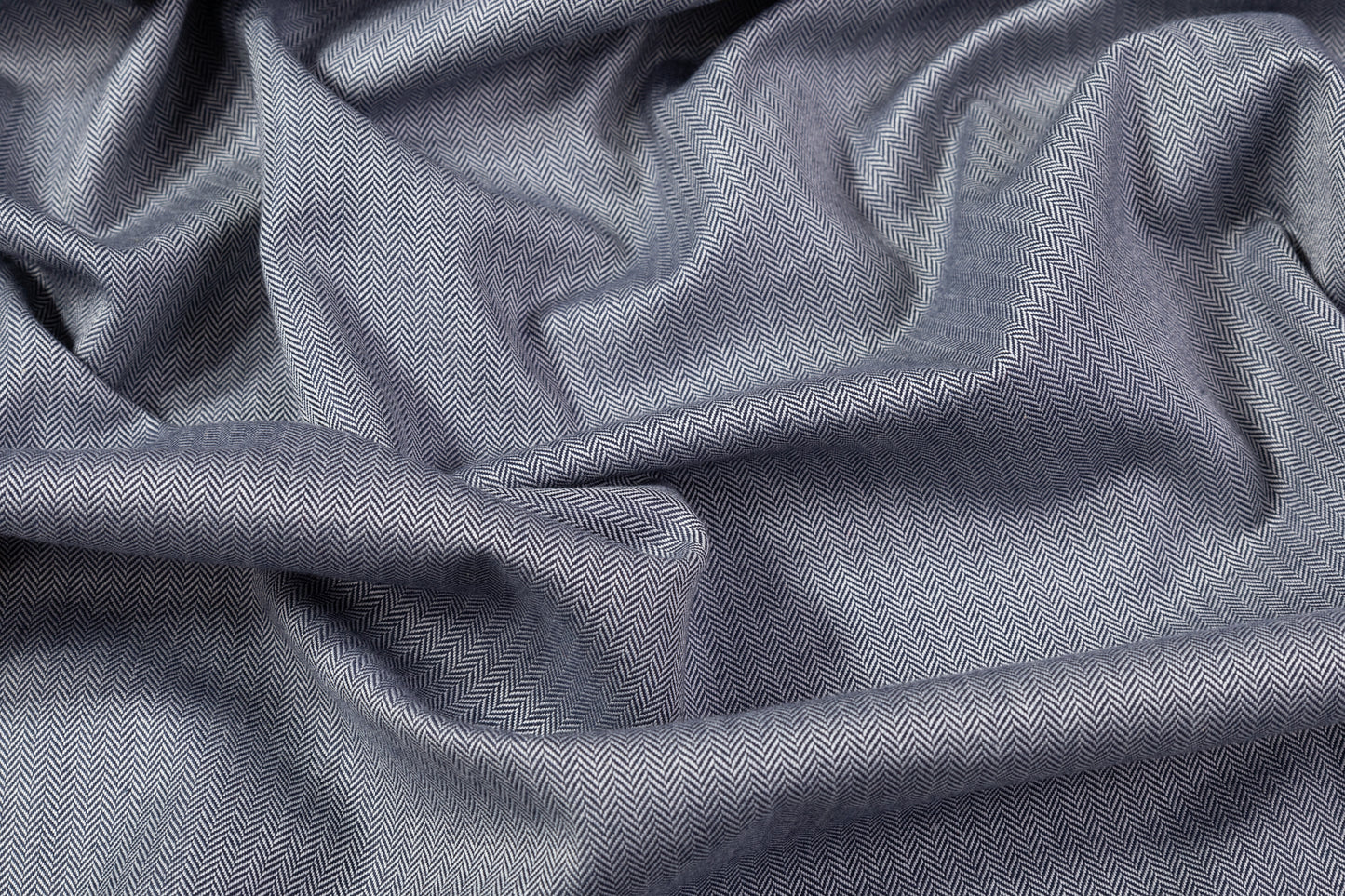 Micro Herringbone Viscose Suiting - Navy / White