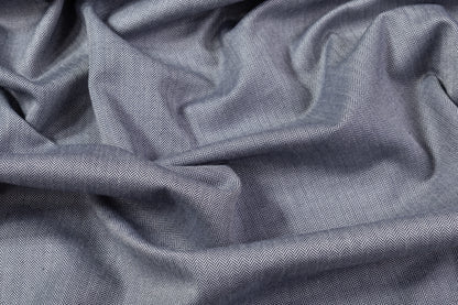 Micro Herringbone Viscose Suiting - Navy / White