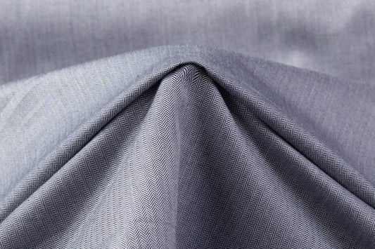 Micro Herringbone Viscose Suiting - Navy / White