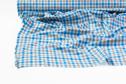 Checked Cotton Shirting - Blue / Gray