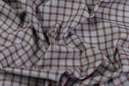 Checked Cotton Shirting - Gray / Brown