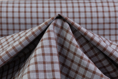 Checked Cotton Shirting - Gray / Brown