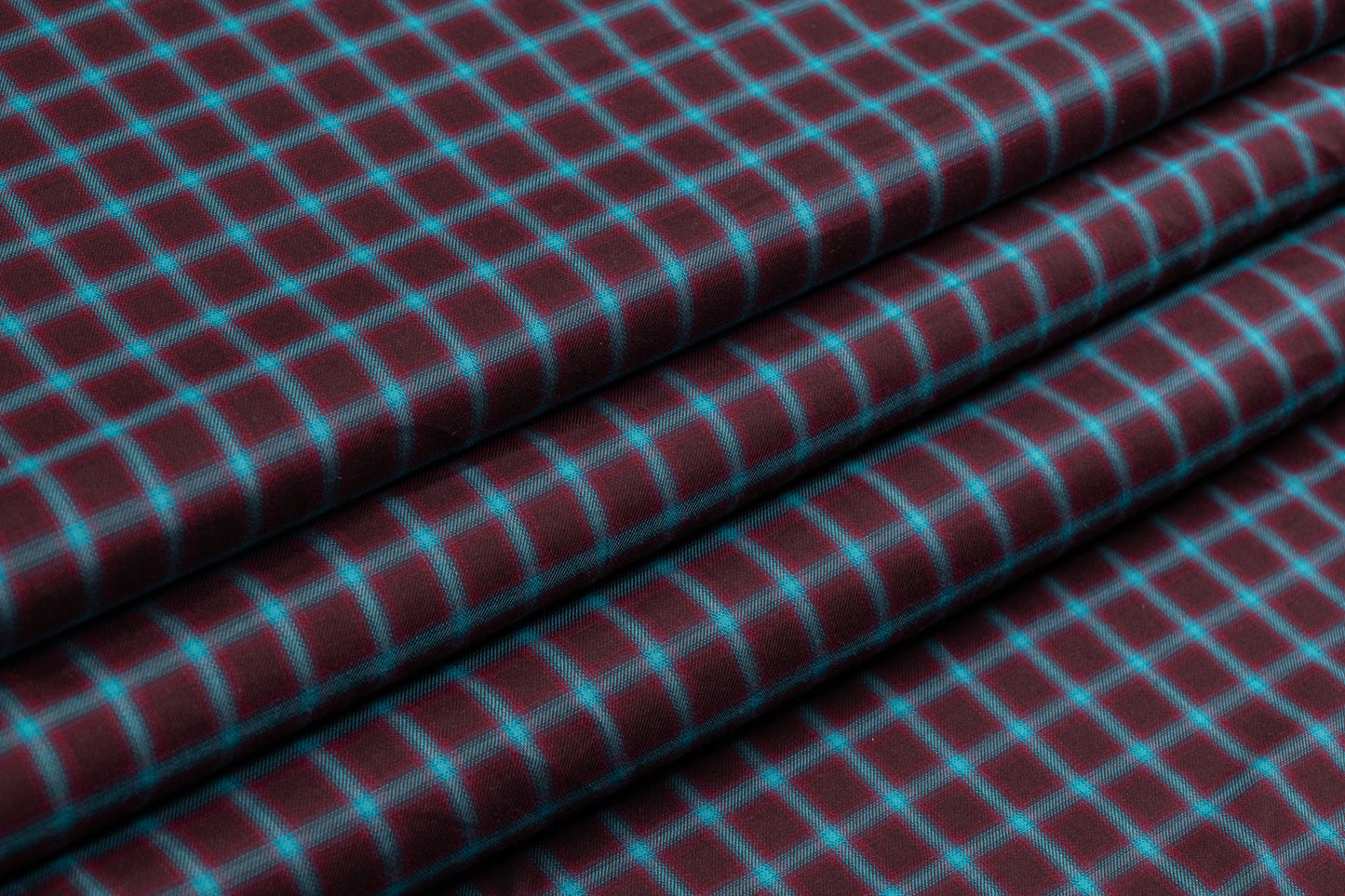 Checked Cotton Shirting - Burgundy / Blue