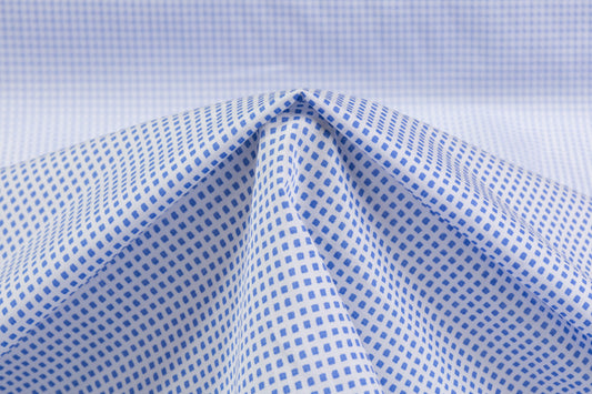 Checked Cotton Shirting - Blue / White