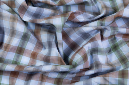 Plaid Cotton Shirting - Blue / Green / Brown