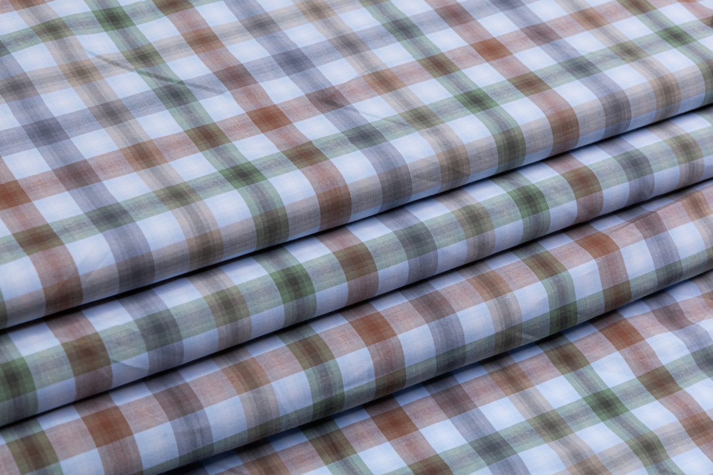 Plaid Cotton Shirting - Blue / Green / Brown