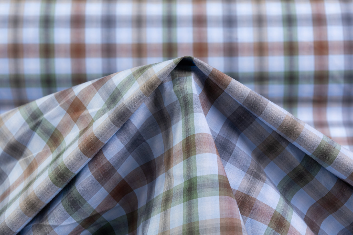 Plaid Cotton Shirting - Blue / Green / Brown