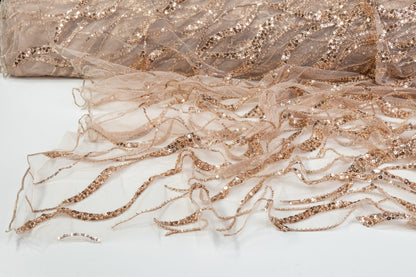 Beaded and Sequined Tulle - Beige