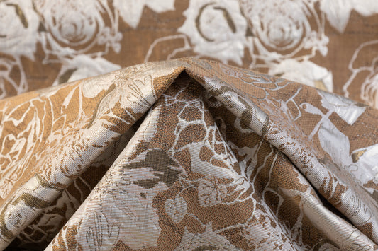 Floral Metallic Brocade - Tan / Taupe