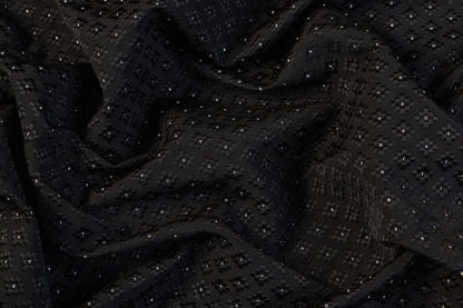 Ditsy Floral Metallic Brocade - Black / Silver