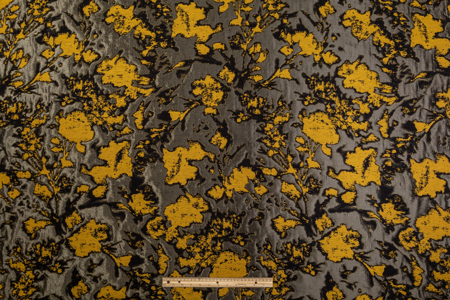 Double-Faced Abstract Metallic Brocade - Black / Gold