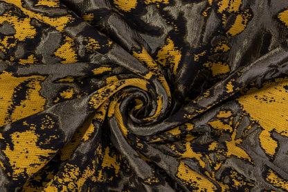 Double-Faced Abstract Metallic Brocade - Black / Gold