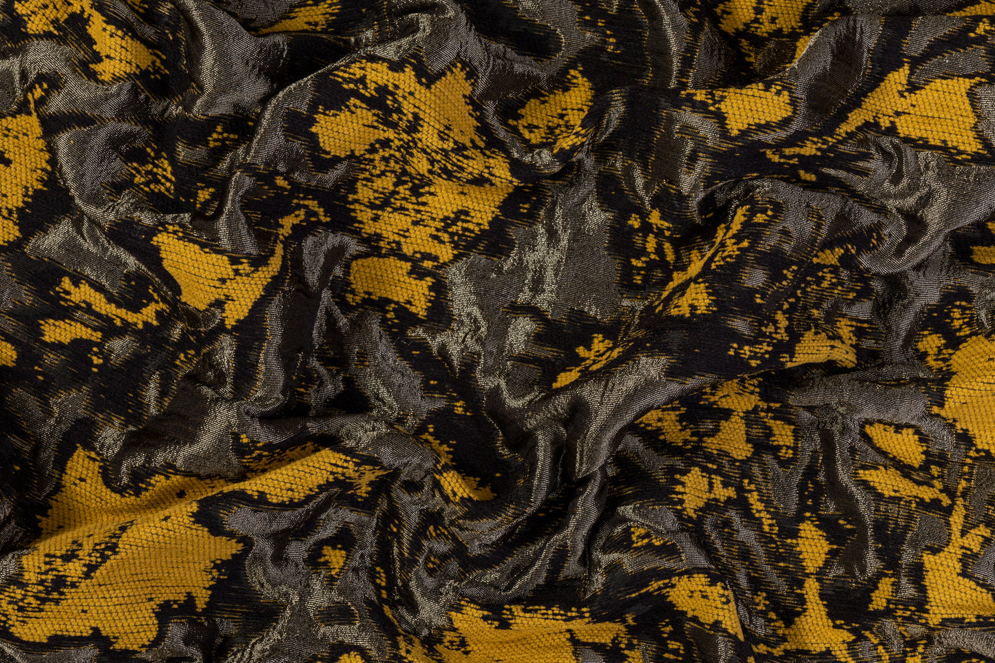 Double-Faced Abstract Metallic Brocade - Black / Gold