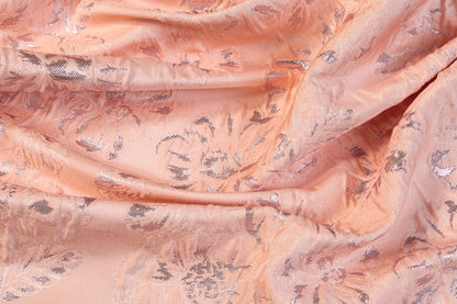 Crushed Floral Metallic Brocade - Pink