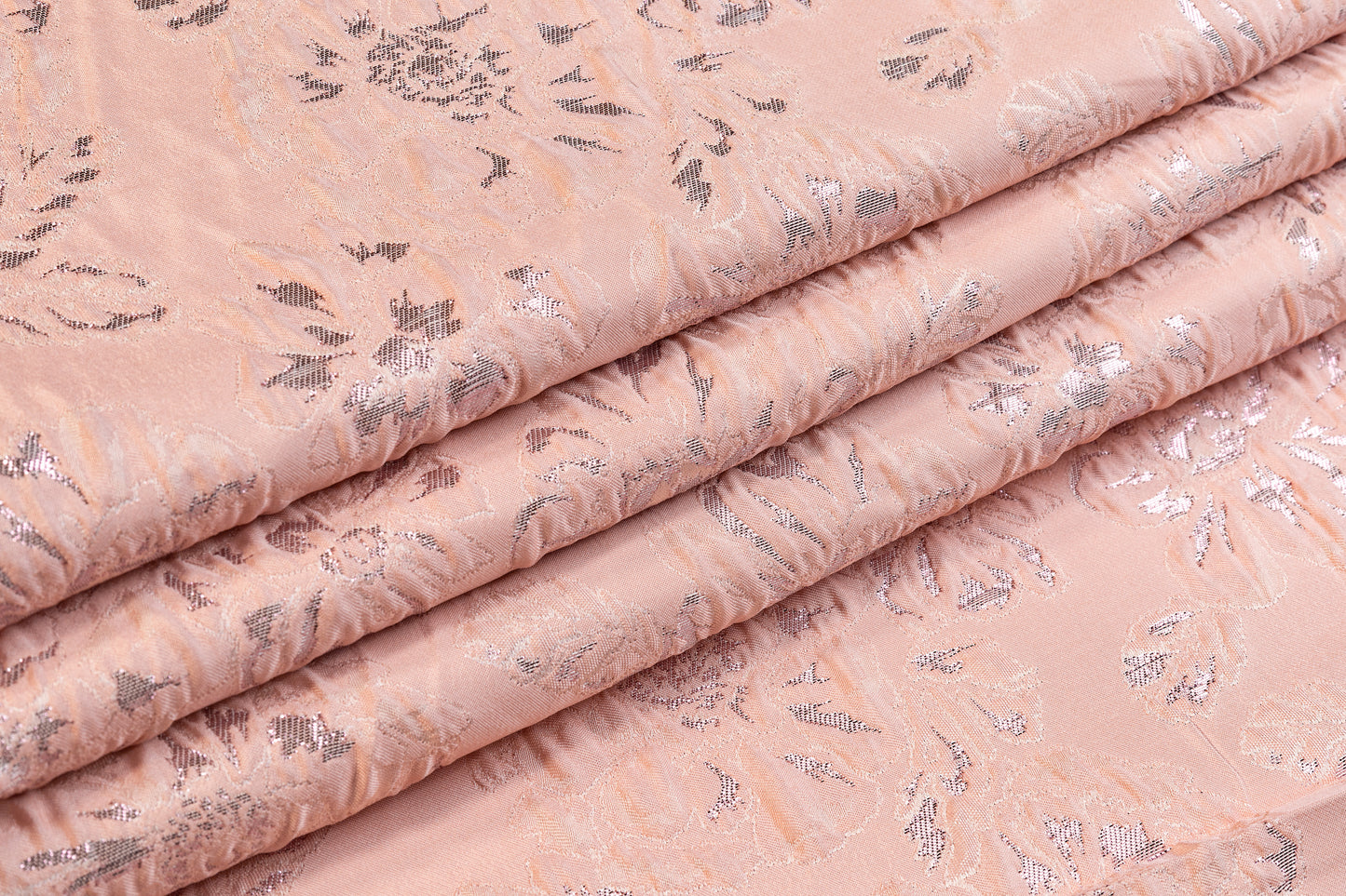 Crushed Floral Metallic Brocade - Pink