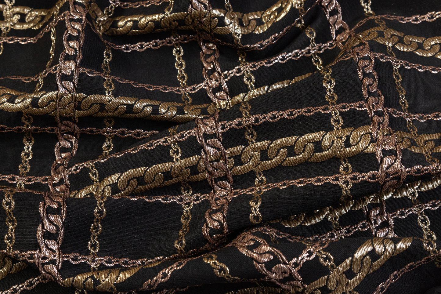 Chain Metallic Brocade - Black / Gold / Rose Gold