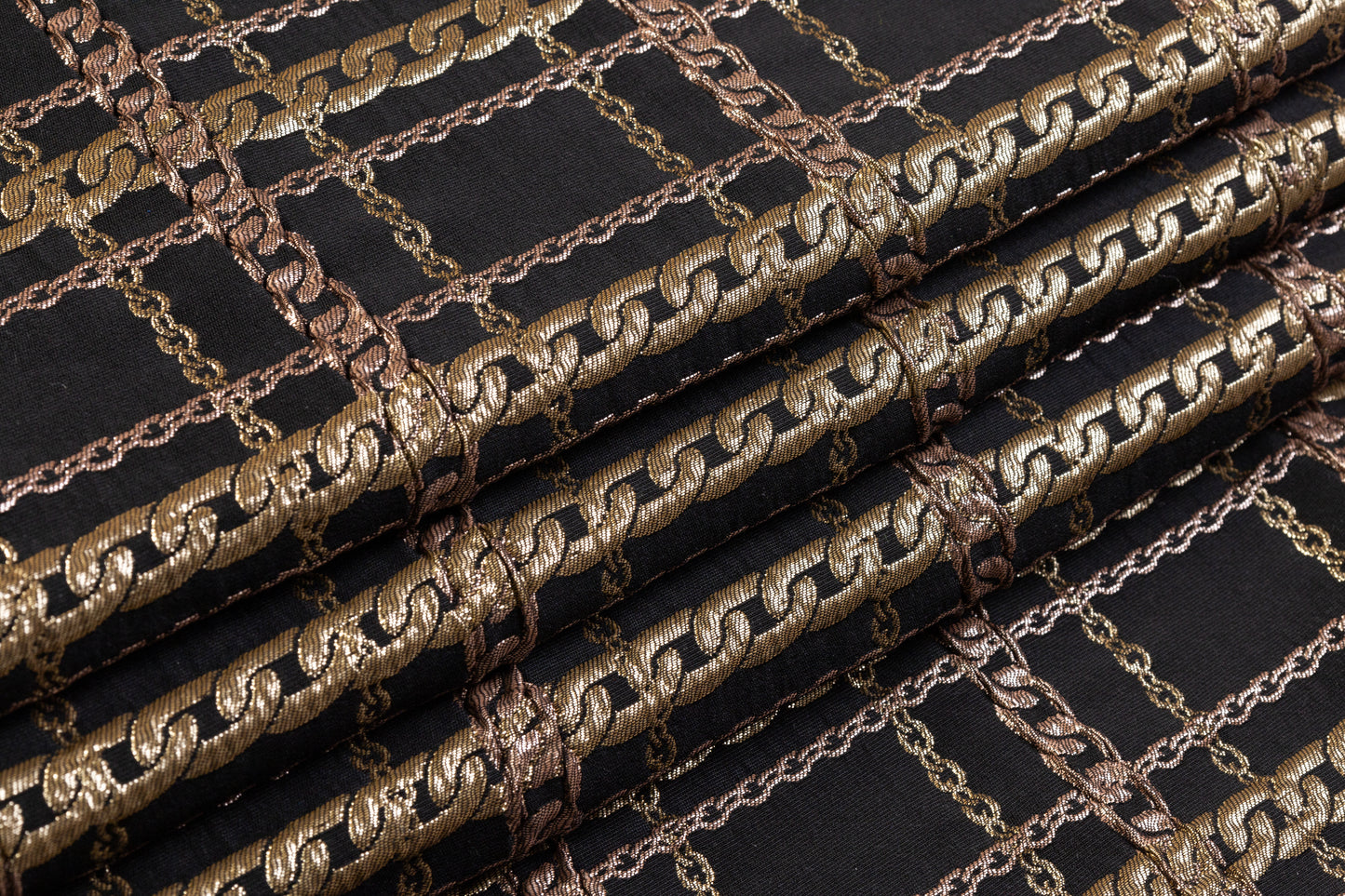 Chain Metallic Brocade - Black / Gold / Rose Gold