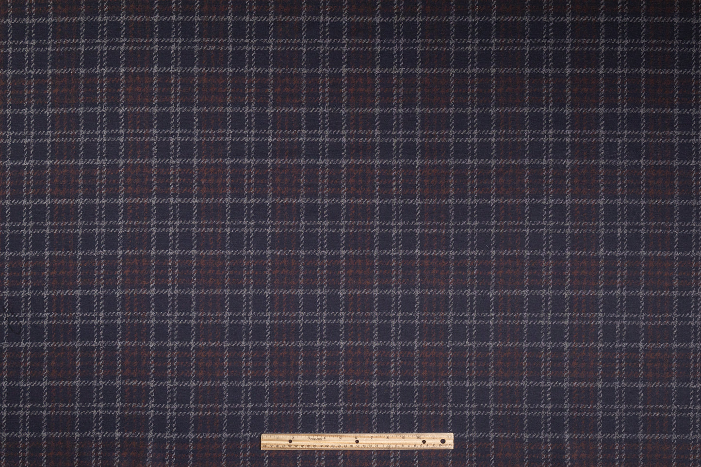 Checked Wool Viscose Knit - Navy / Rust