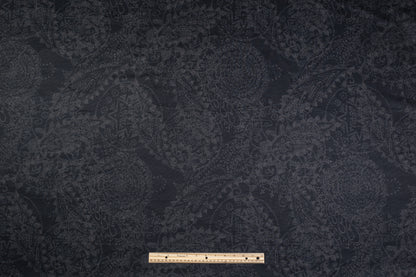 Paisley Stretch Faille - Dark Navy