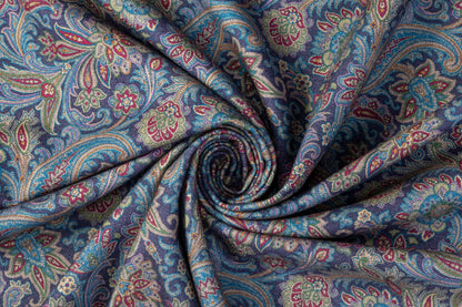 Etro - Paisley Printed Italian Silk Wool Cashmere Coating - Blue