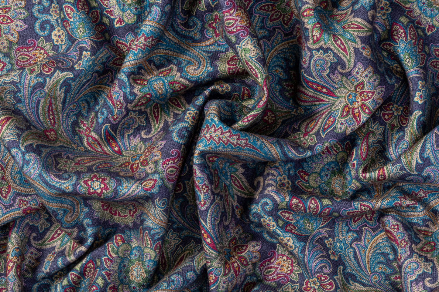 Etro - Paisley Printed Italian Silk Wool Cashmere Coating - Blue