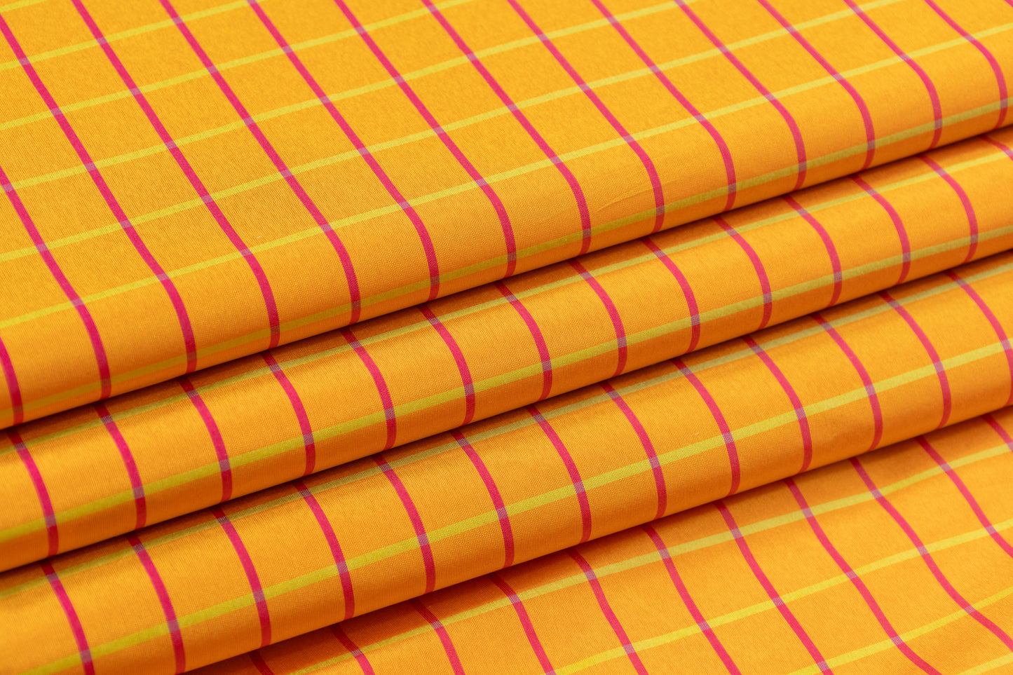 Checked Silk Taffeta - Orange / Yellow / Pink