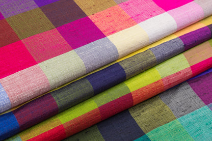 Checked Silk Shantung - Multicolor