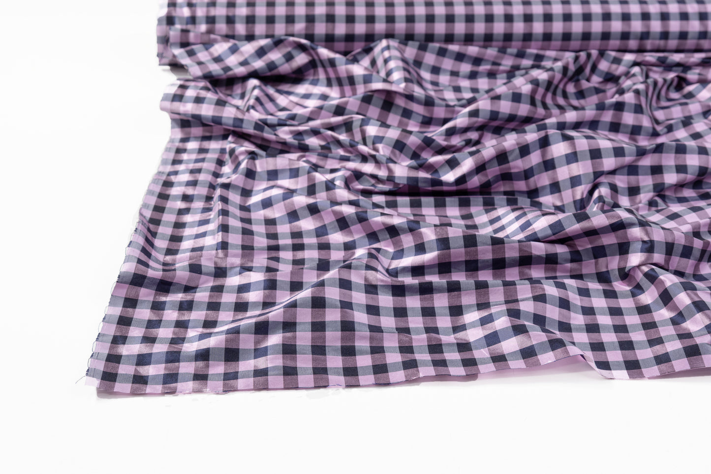 Checked Silk Taffeta - Lilac / Navy