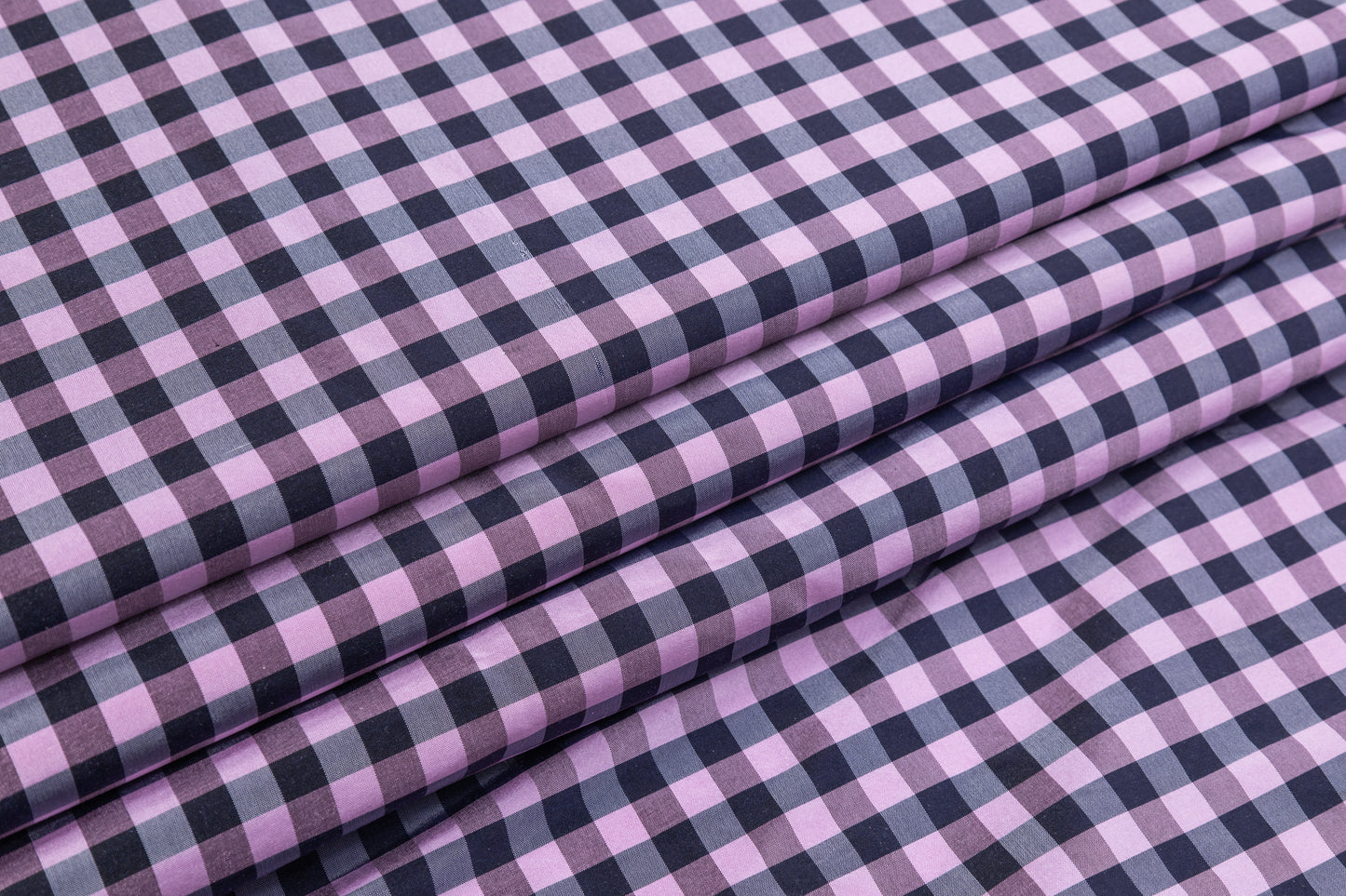 Checked Silk Taffeta - Lilac / Navy