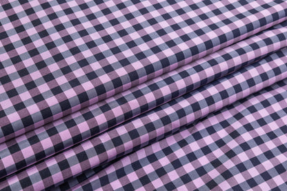 Checked Silk Taffeta - Lilac / Navy