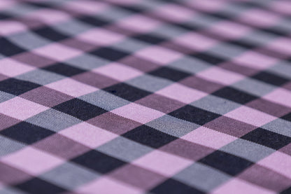 Checked Silk Taffeta - Lilac / Navy